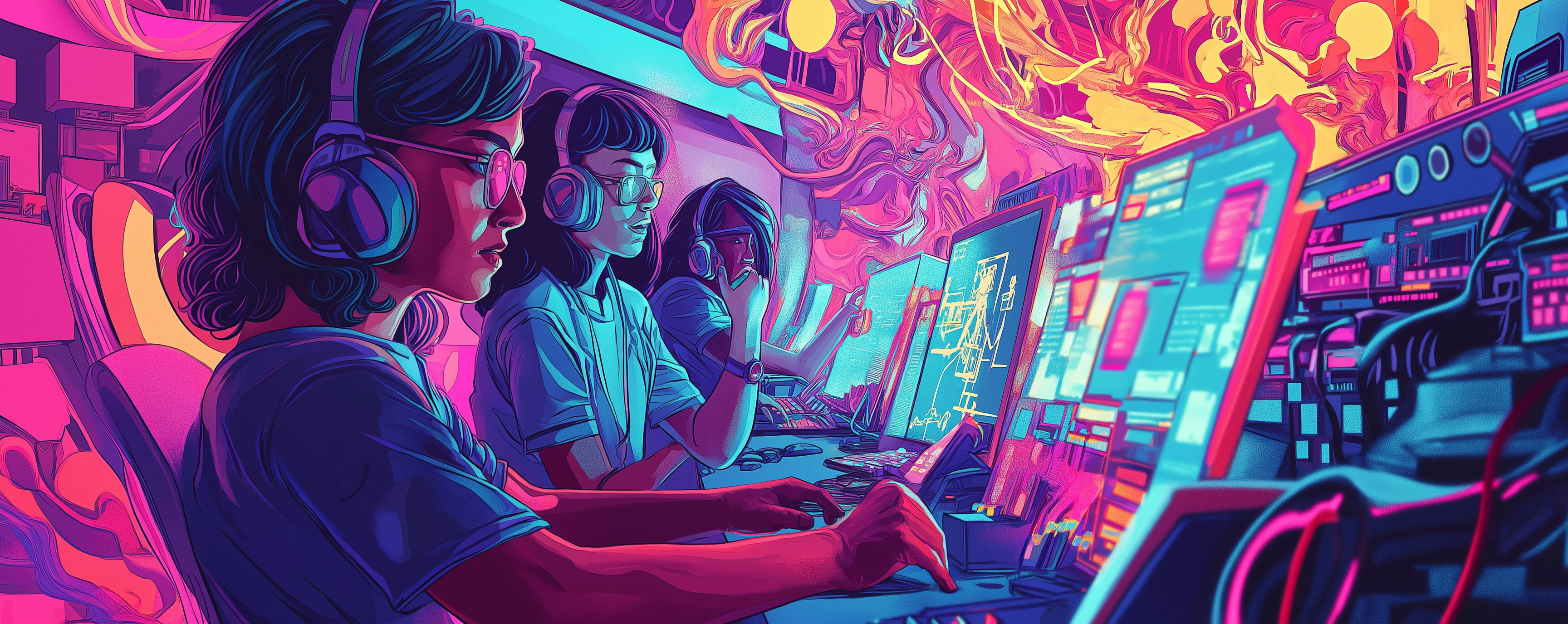 A group of young and emerging women evaluation leaders are participating in a no-code AI hackathon